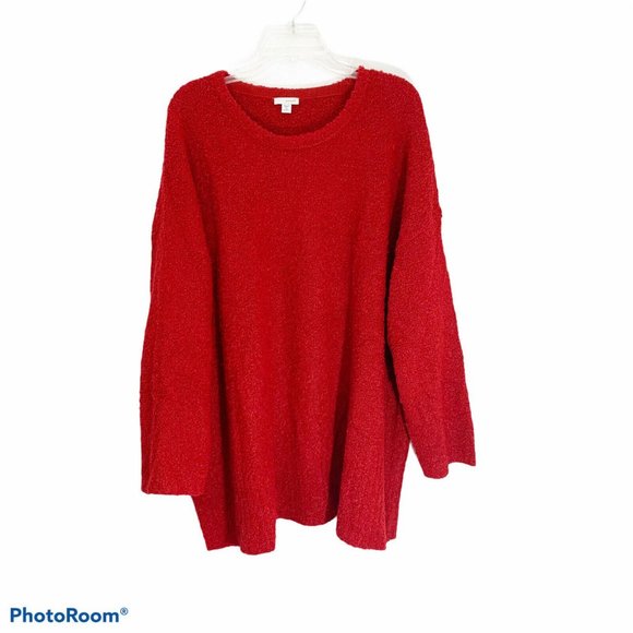 J. Jill Sweaters - purejill J. Jill Red Crew Neck Nubby Knit Pullover